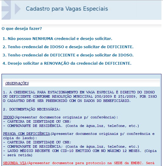 Renovação e solicitação de credencial para estacionamento 